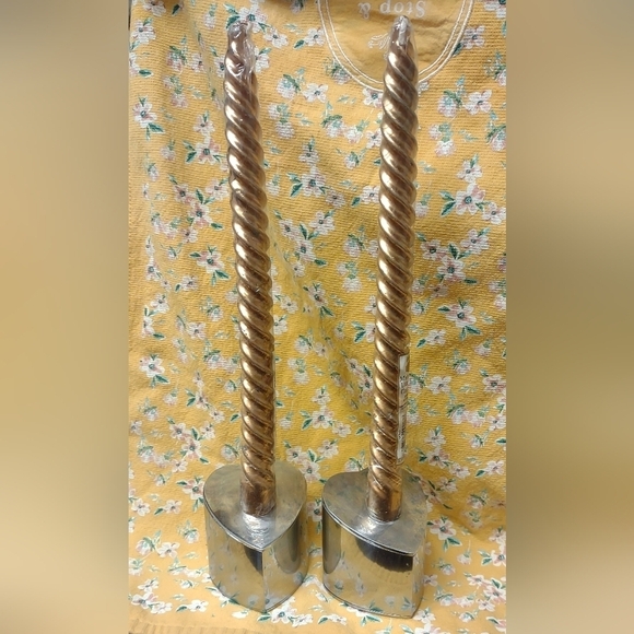 Pair of Vintage Stainless Steel Heart Shaped Votive & Taper Candle Holders🕯️ - Picture 10 of 16